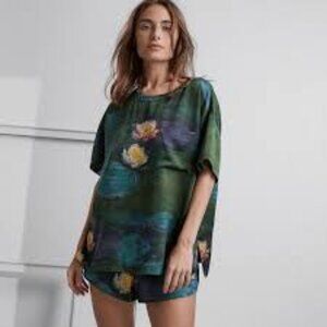 Lunya x LACMA Monet Washable Silk Tee Short Set